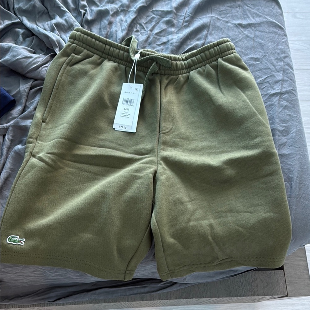 Lacoste Green Athletic Shorts with Elastic Waistband